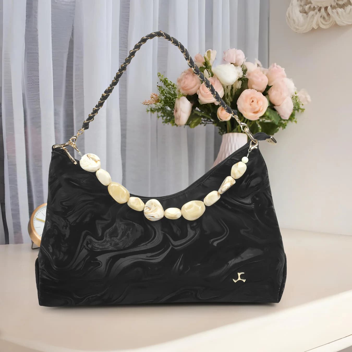 Women's Black Casual PU Handbag