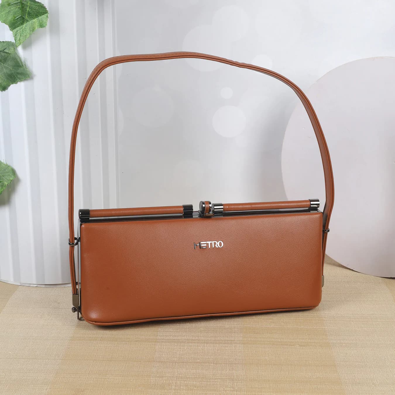 Women's Brown Casual PU Handbag