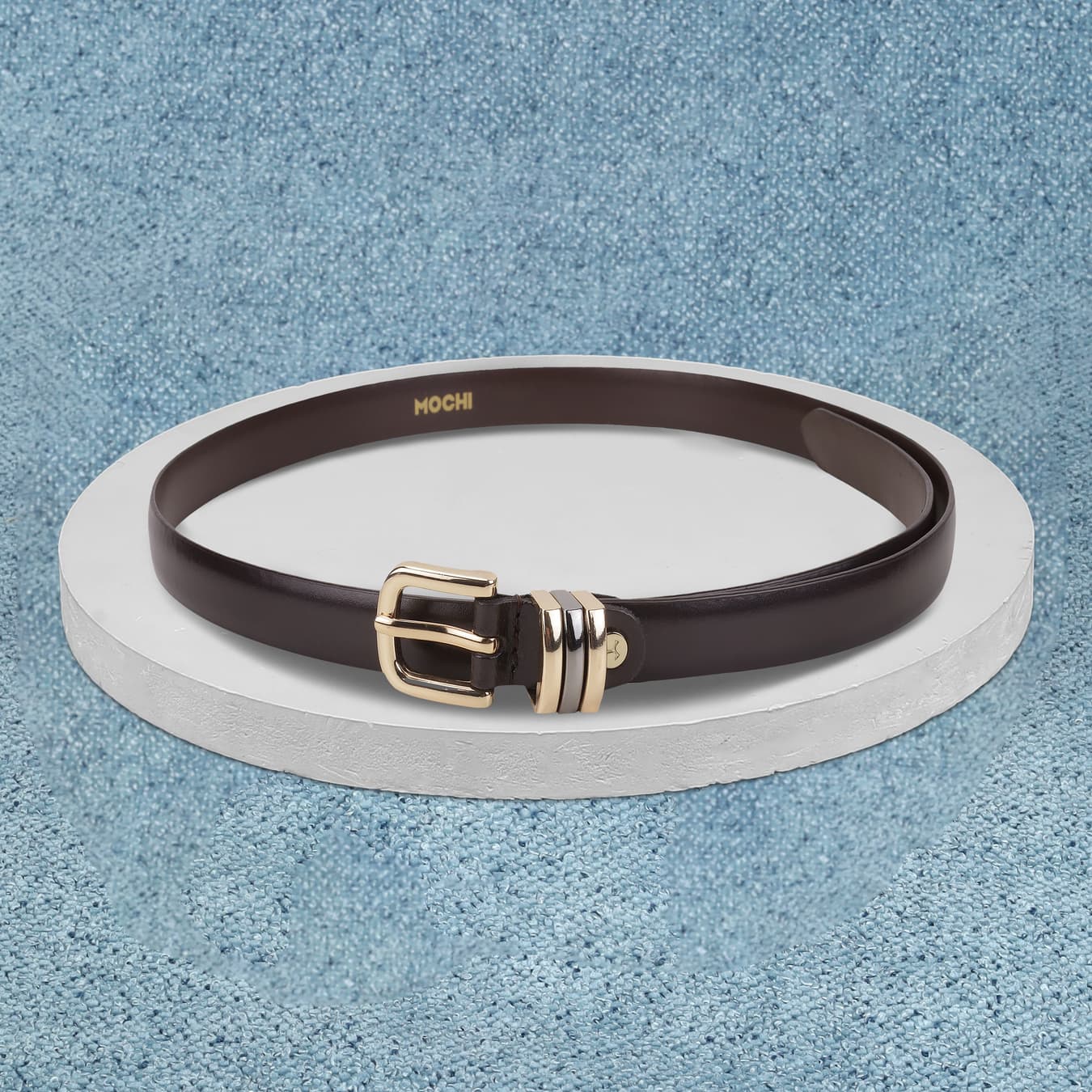 Women's Brown Formal Solid Leather Belt