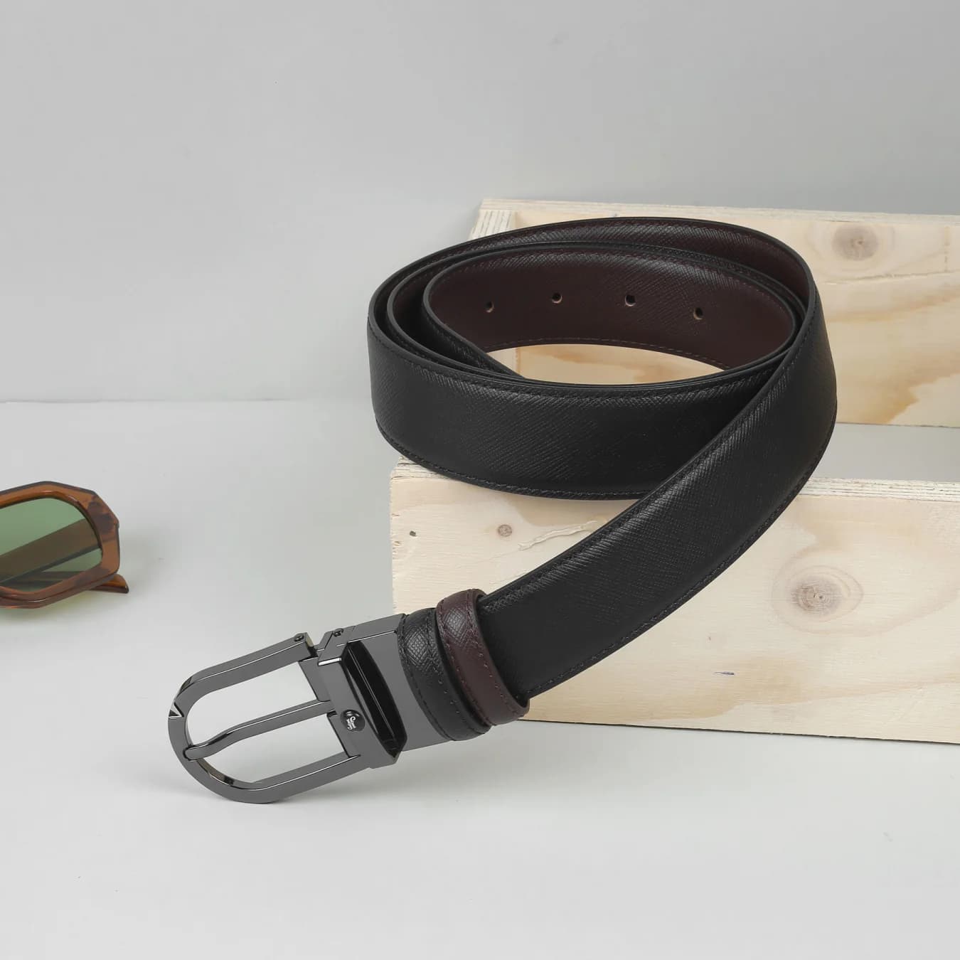 Men's Black Formal Solid Synthetic Belt