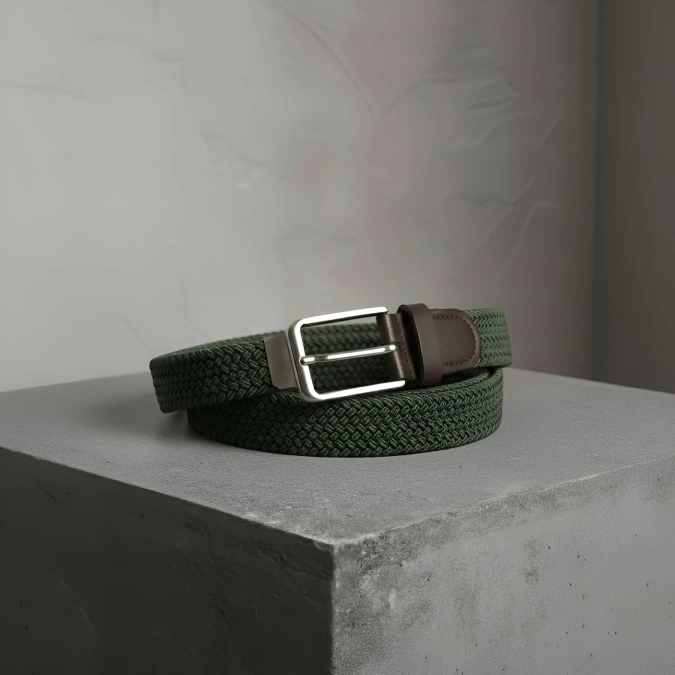 Men's Green Casual Woven Design Belt