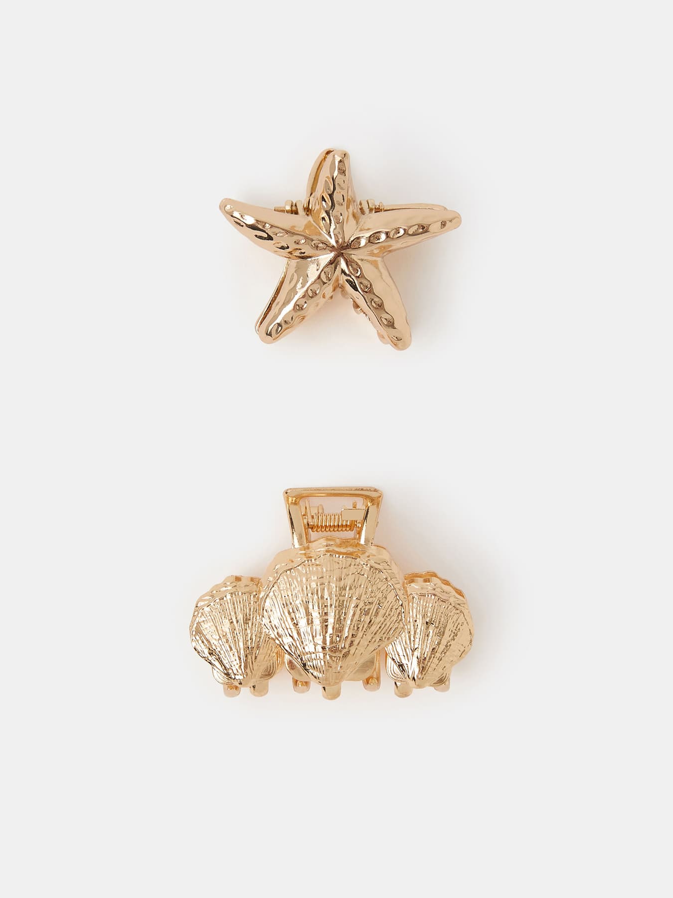 Women's Gold Casual Metal Shell Starfish Pack of 2