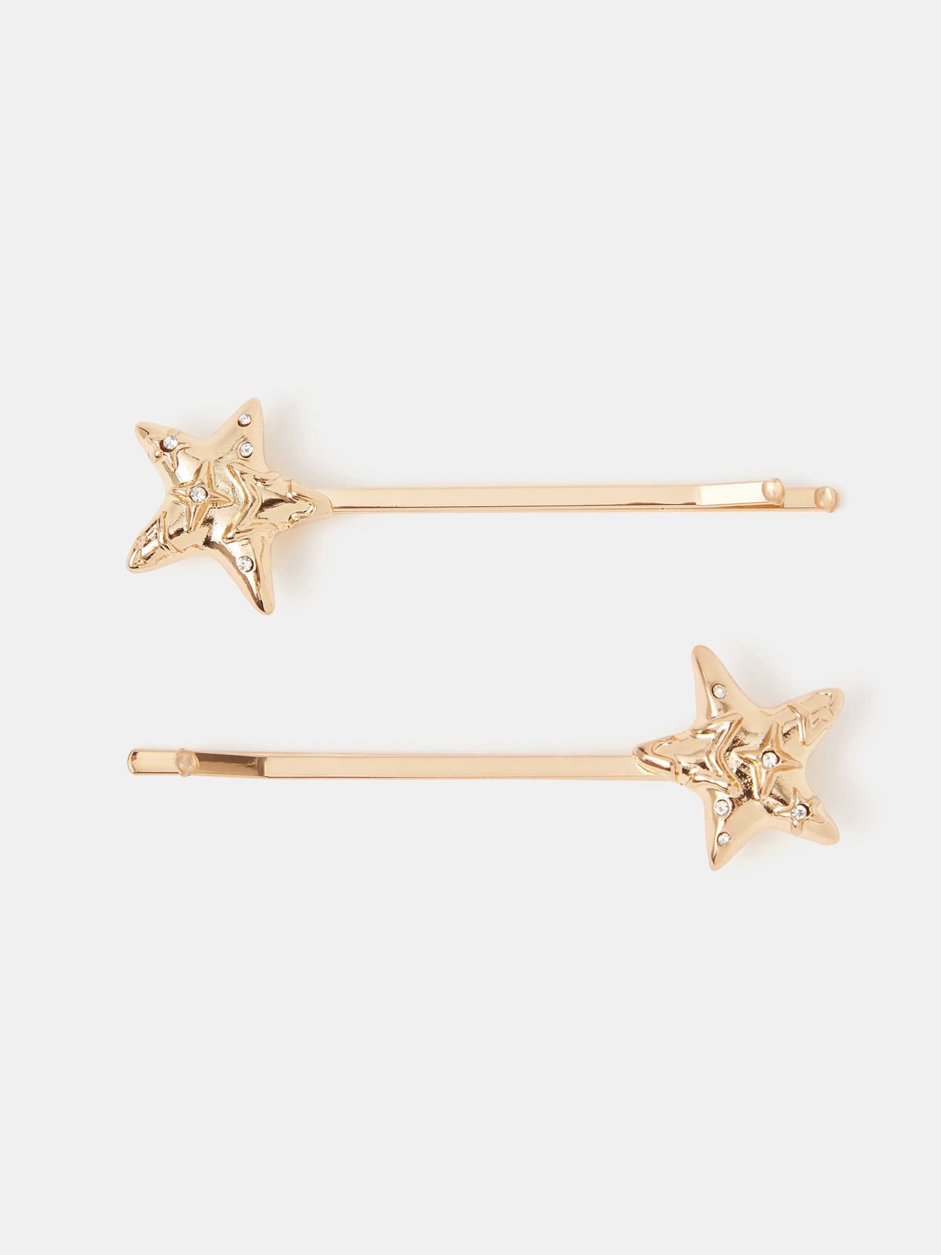 Women's Gold Casual Diamante Star Hair Slides Pack of 2