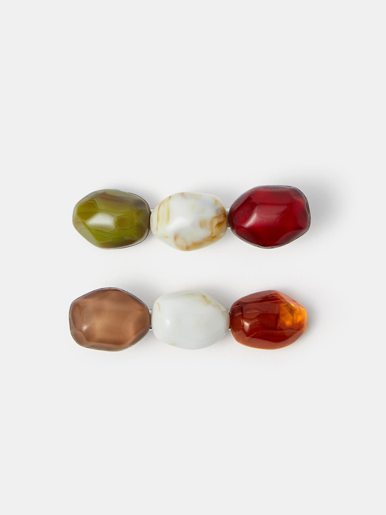 Women's Multicolor Casual Mix Stone Hair Clips Set of 2