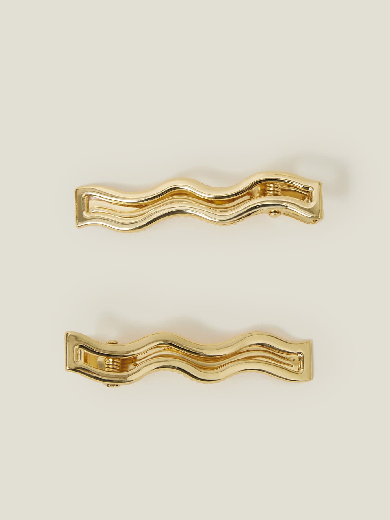 Women's Gold Casual Metal Wiggle Salon Hair Clips Pack of 2