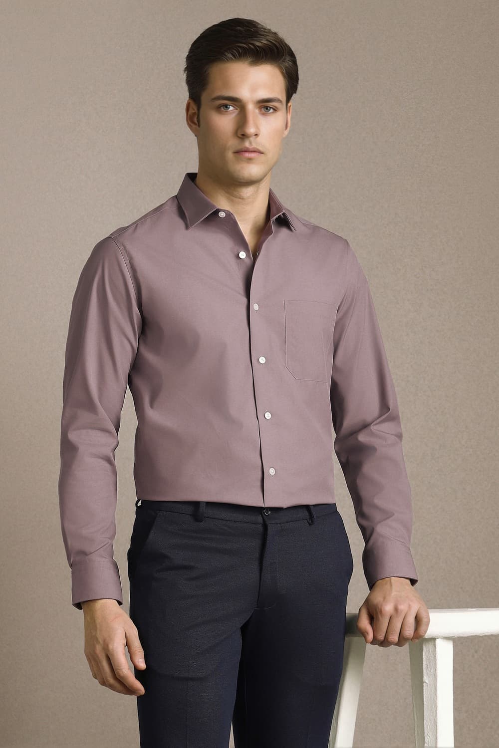 Men's Purple Formal Regular Fit Solid Full Sleeves Shirt