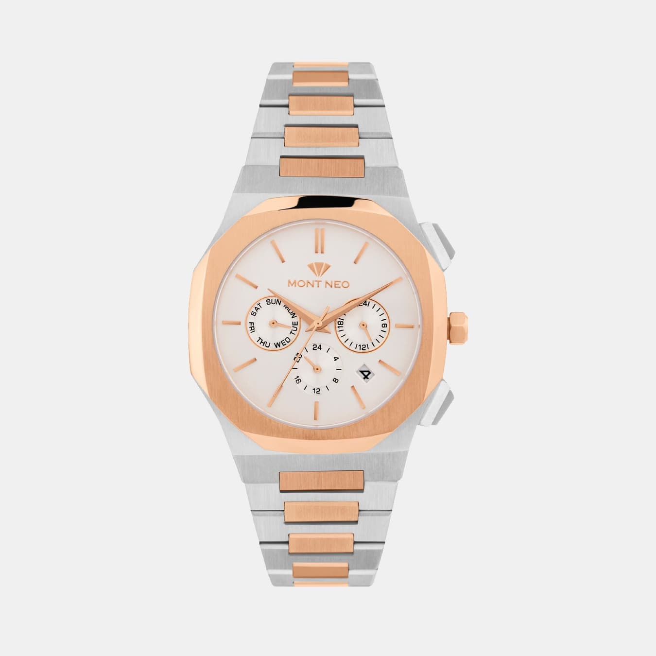 Men's Quartz White Dial Multi-Function Metal Watch 1054M-M1303