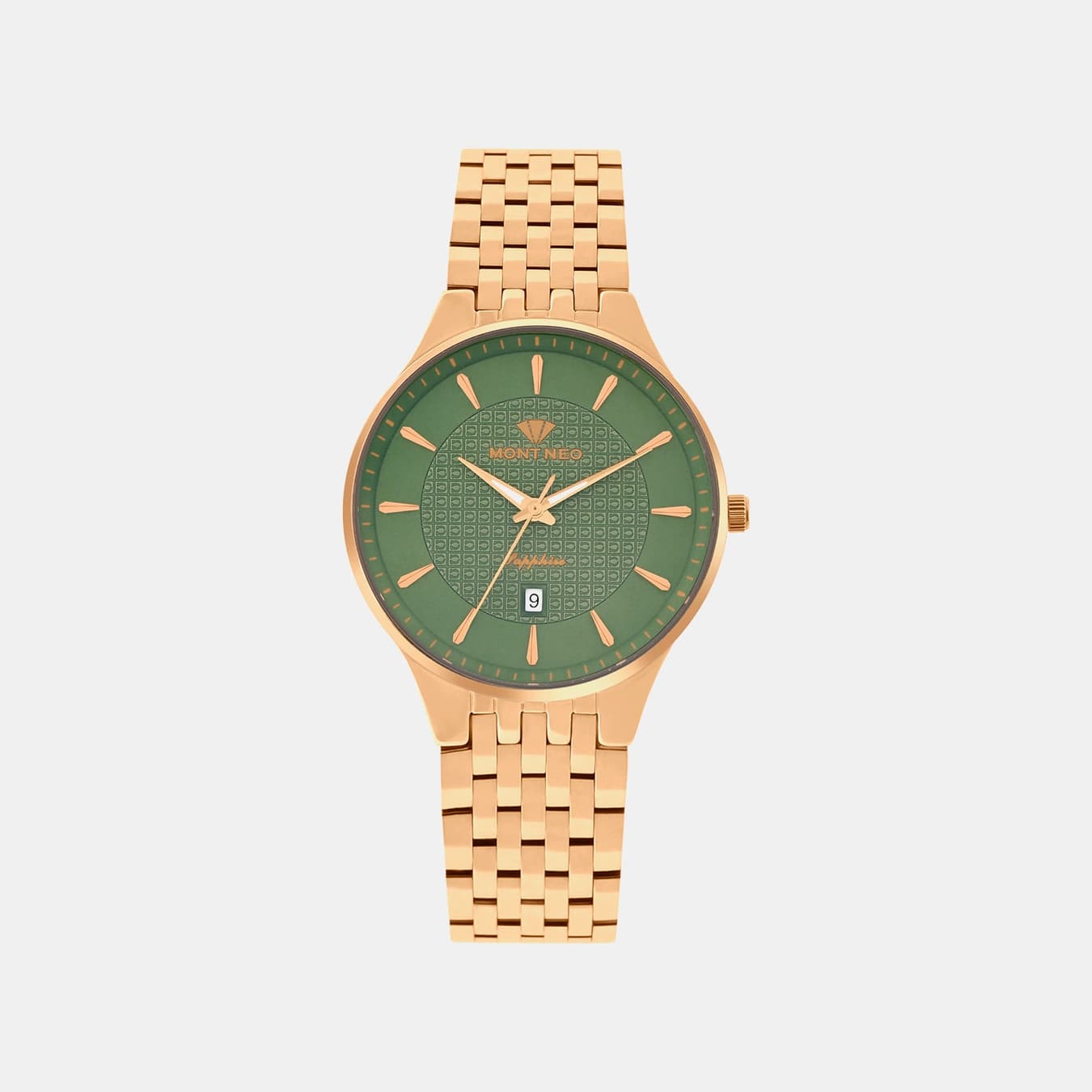 Men's Quartz Green Dial Analog Metal Watch 8503E-M3314