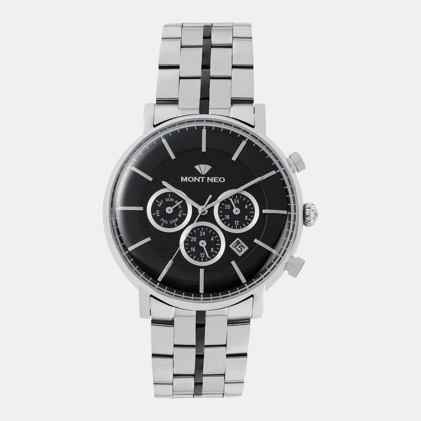 Men's Quartz Black Dial Multi-Function Metal Watch 1055C-M1404