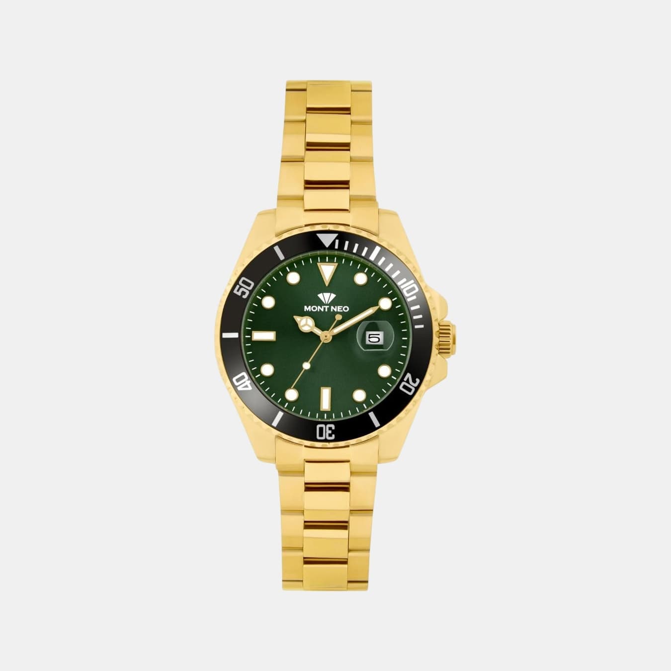 Men's Quartz Green Dial Analog Metal Watch 3507E-M2214