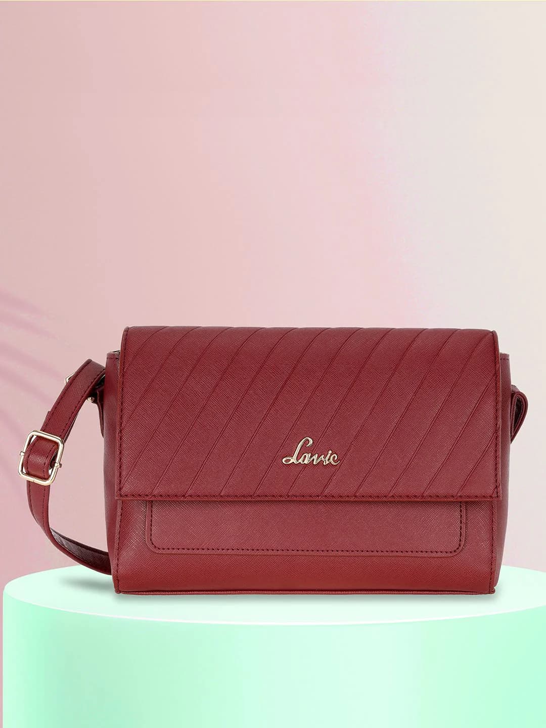 Women's Brown Casual Textured Synthetic Leather Sling Bag