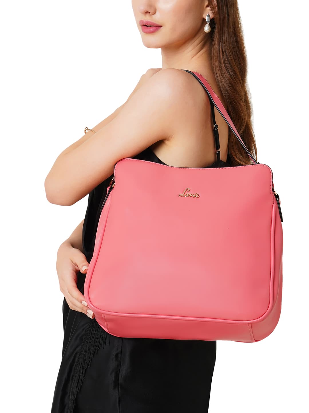 Women's Pink Casual Solid Synthetic Leather Hobo Bag