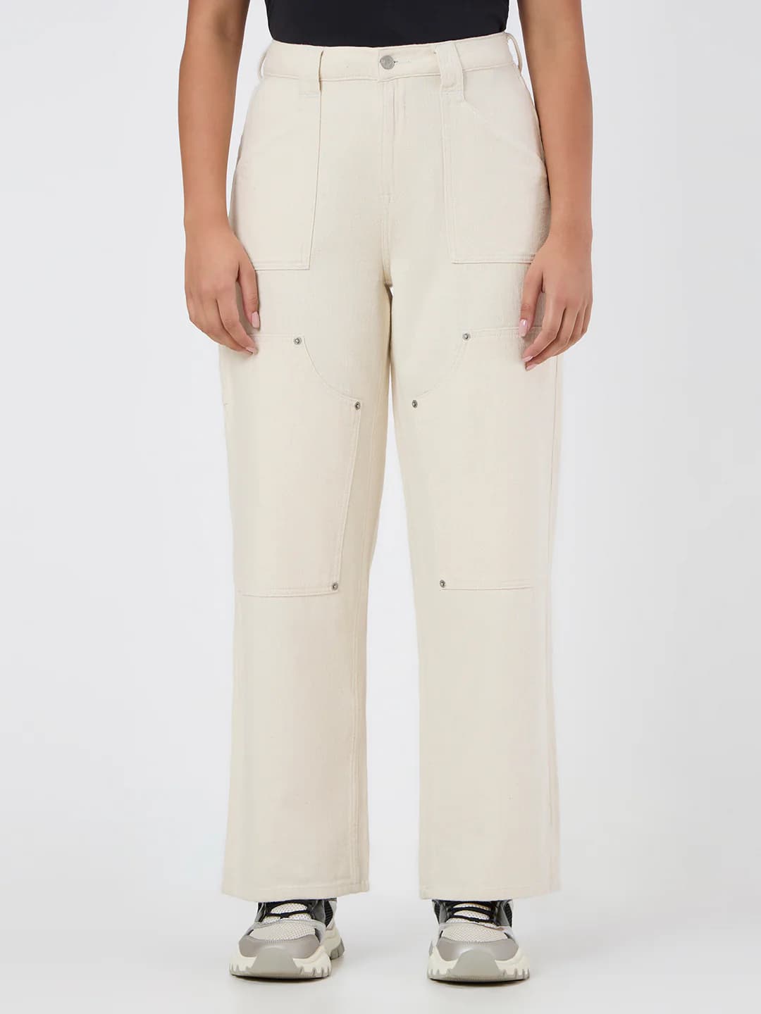 Women's Beige Casual Regular Length Cargos