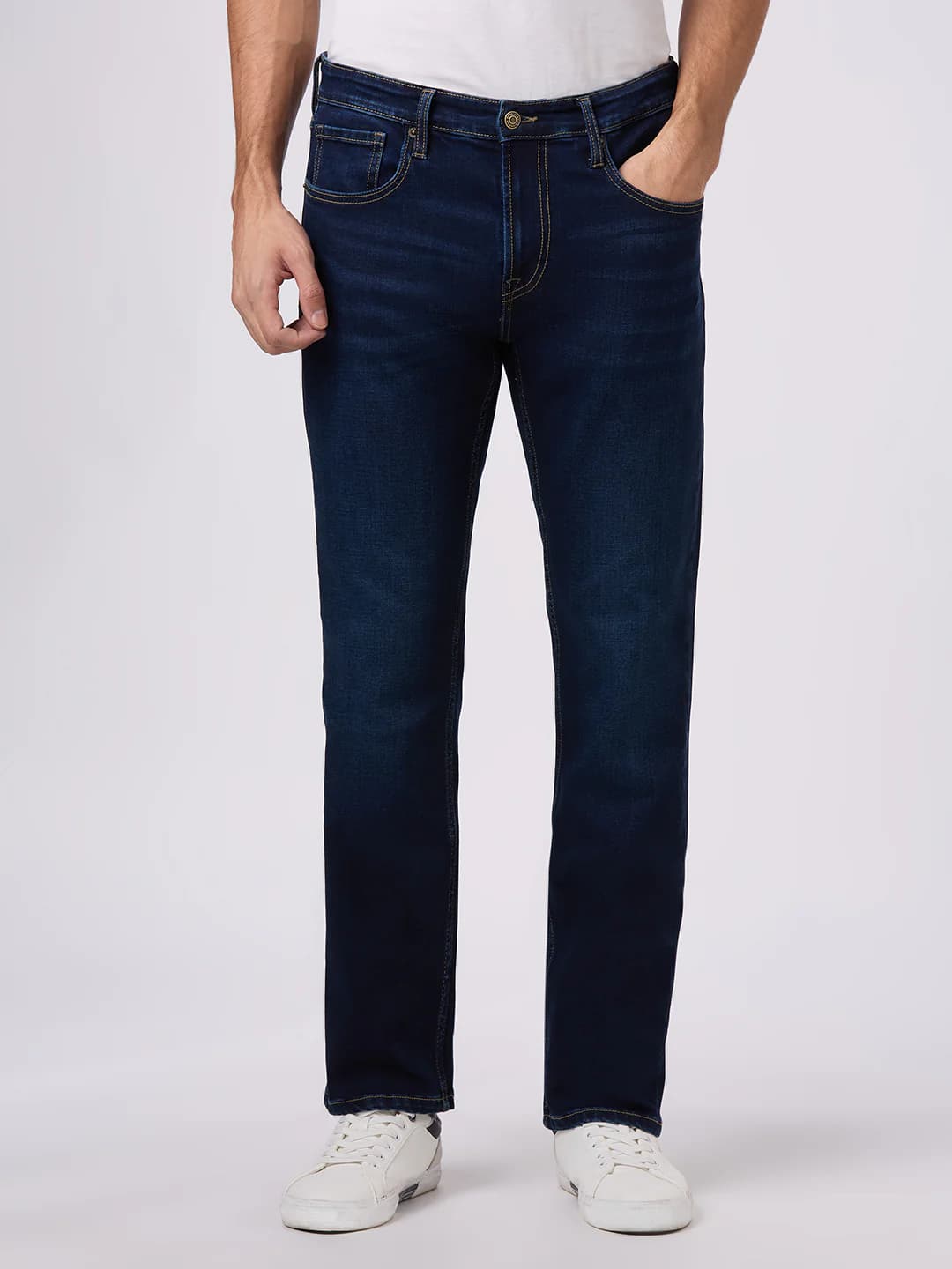 Men's Blue Mid Rise Straight Fit All Clima Jeans