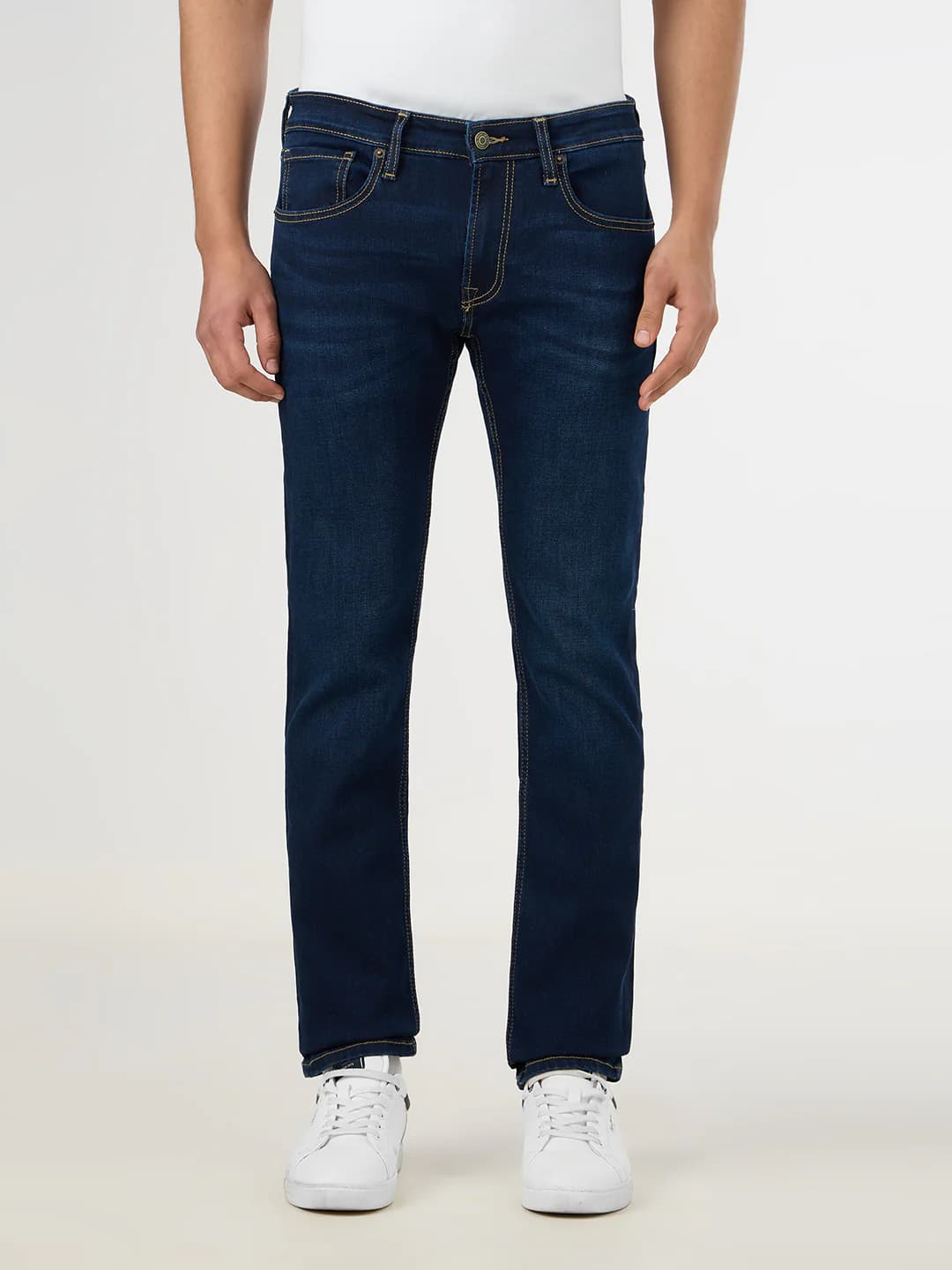 Men's Dark Used Casual Regular Length Jeans