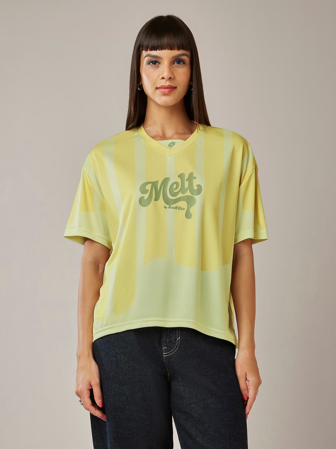 Women's Green Casual Oversized Fit Half Sleeves Tshirt