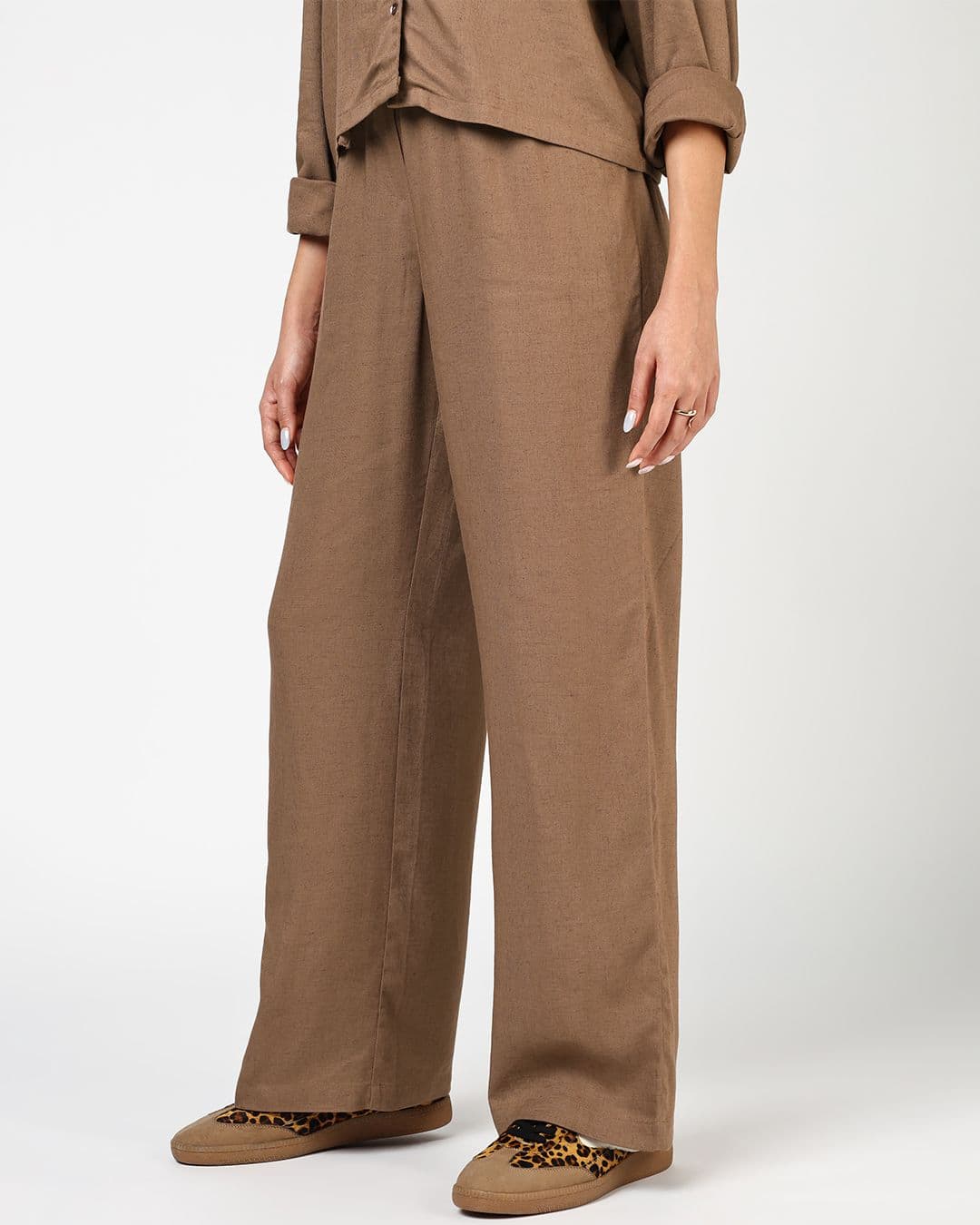 Women's Monks Robe Brown Cotton Linen Pant