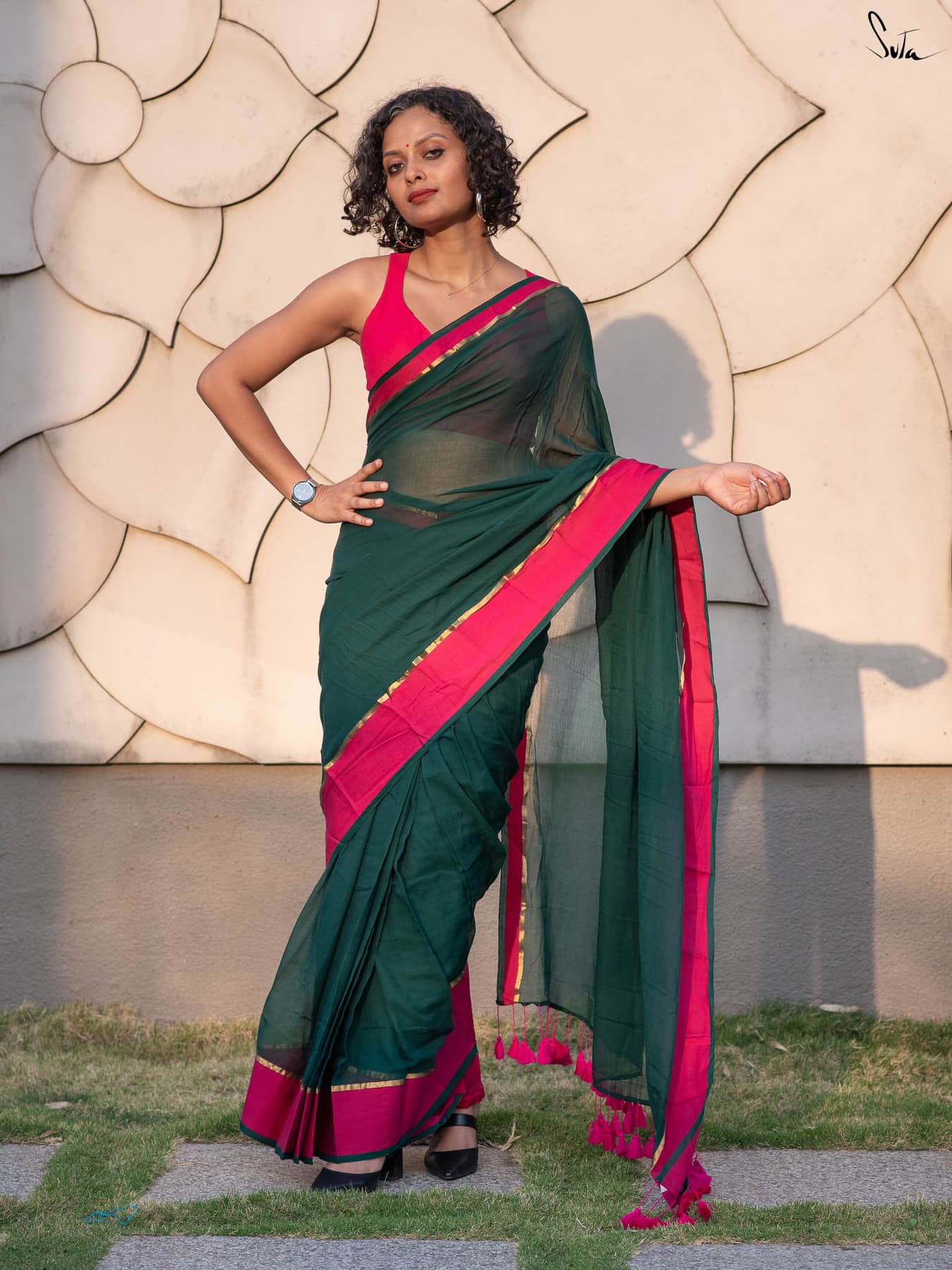 Women's Green Festive Ready to Wear Saree
