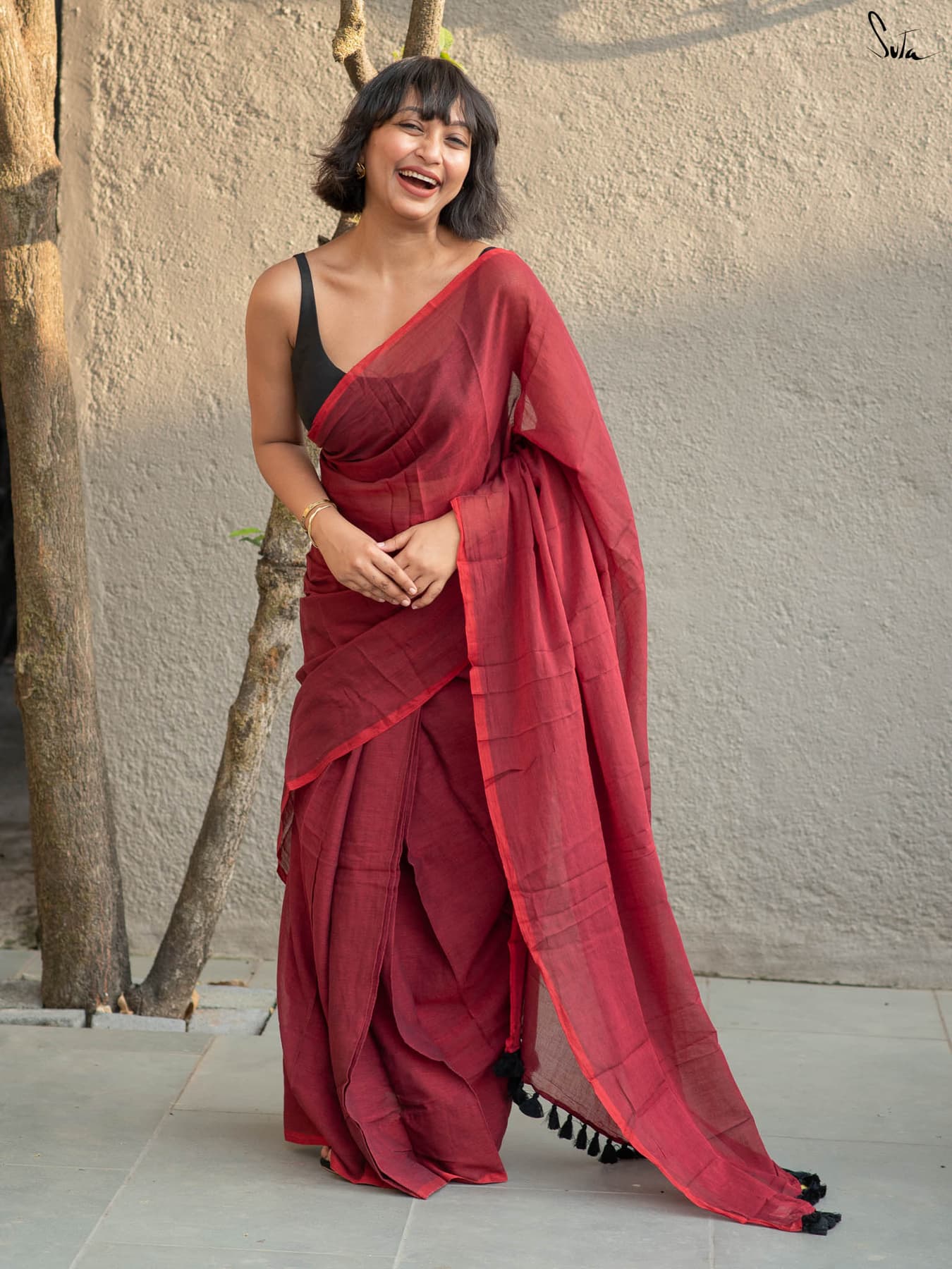 Women's Red Festive Ready to Wear Saree