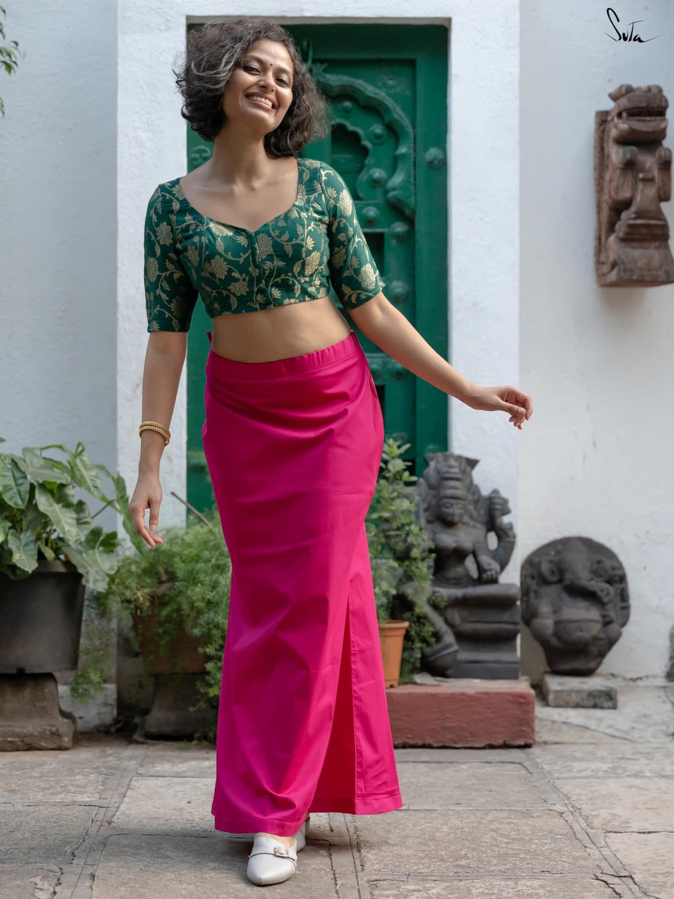 Women's Dark Pink Cotton Lycra Underskirt