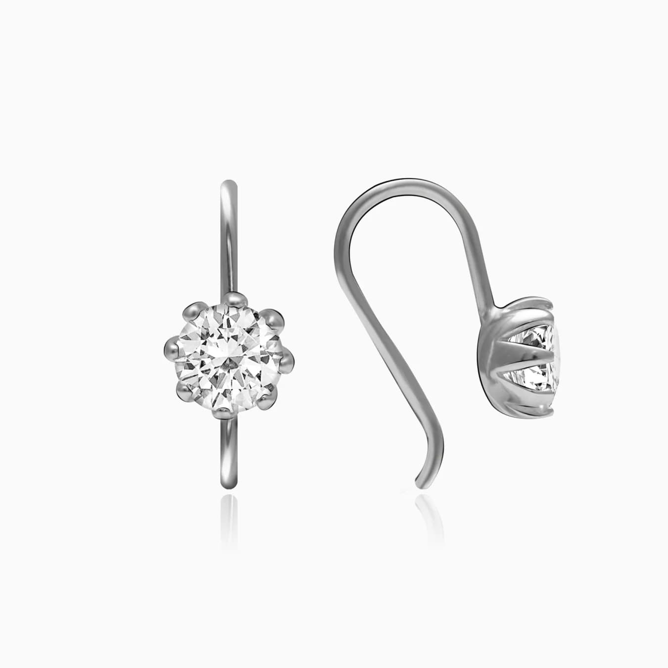 Women's Silver Zircon Tiny Stud Earrings