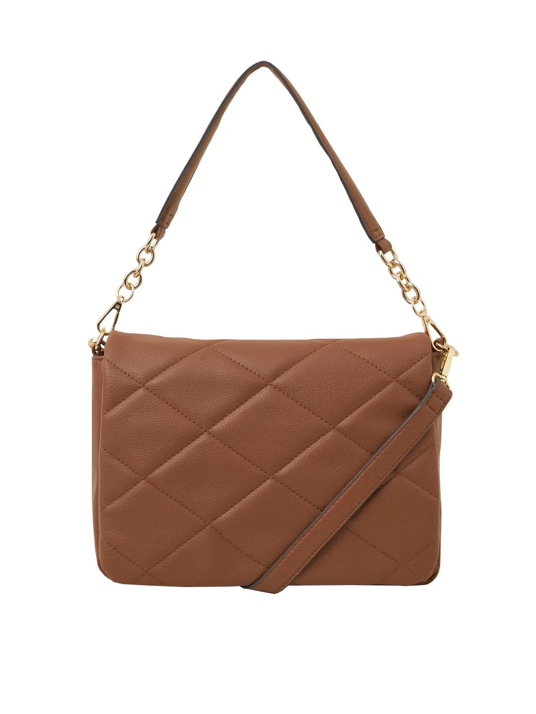 Women's Tan Casual Quilted PU Sling Bag