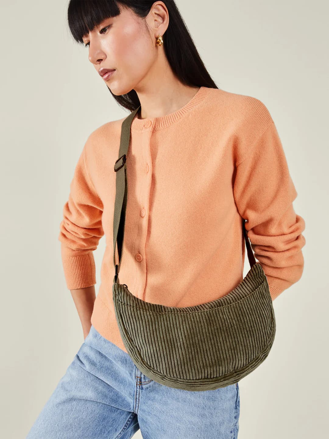 Women's Brown Casual Textured Fabric Sling Bag