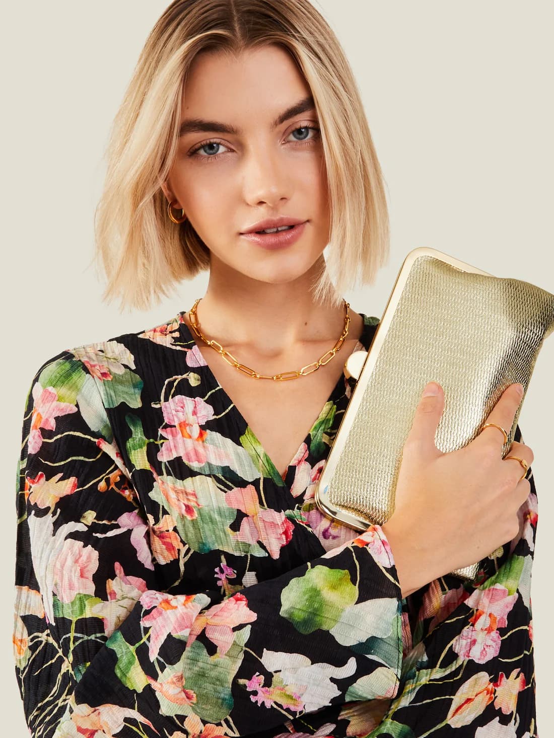 Women's Gold Party Embossed PU Clutch Wallets