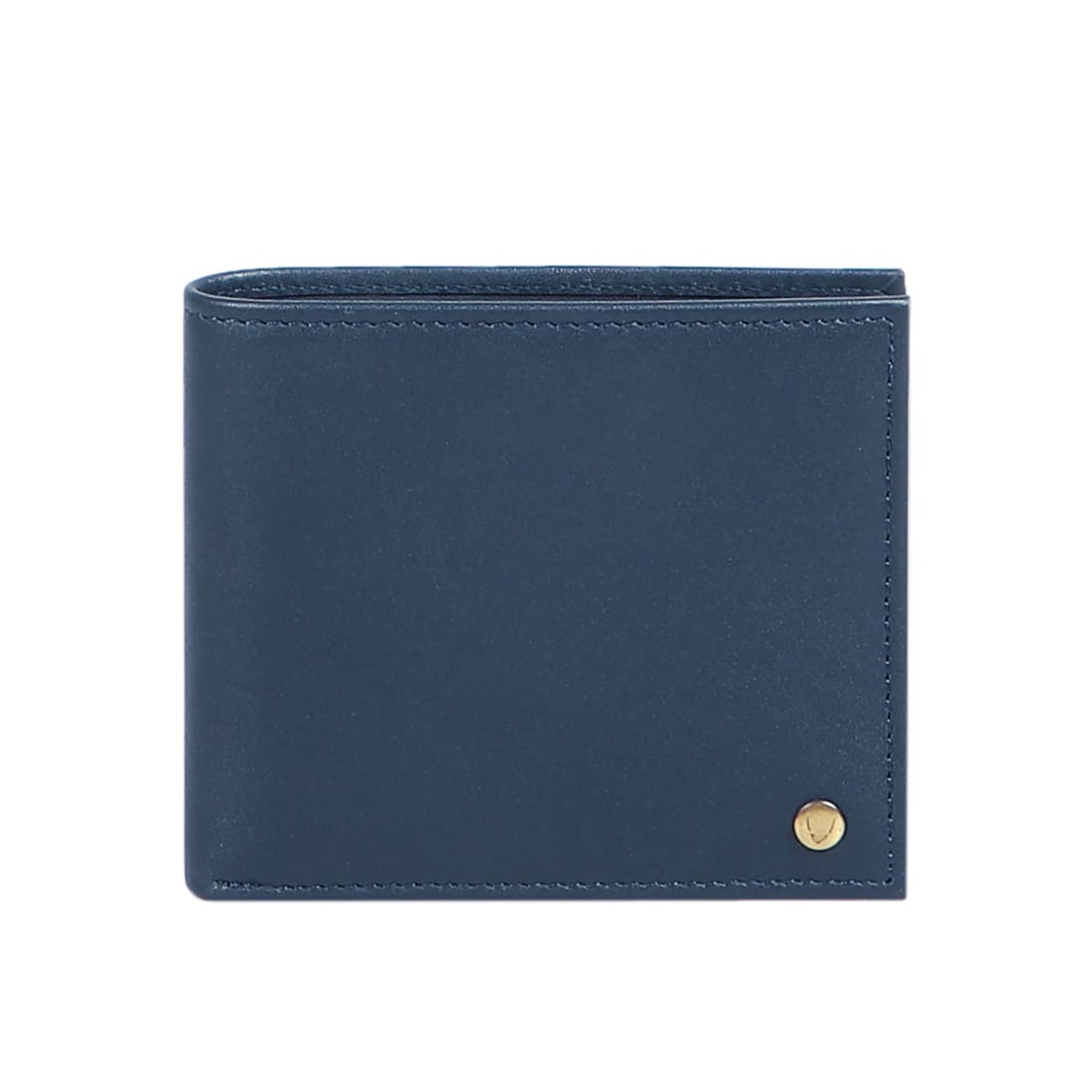 Men's Blue Formal Solid Leather Two Fold Wallet