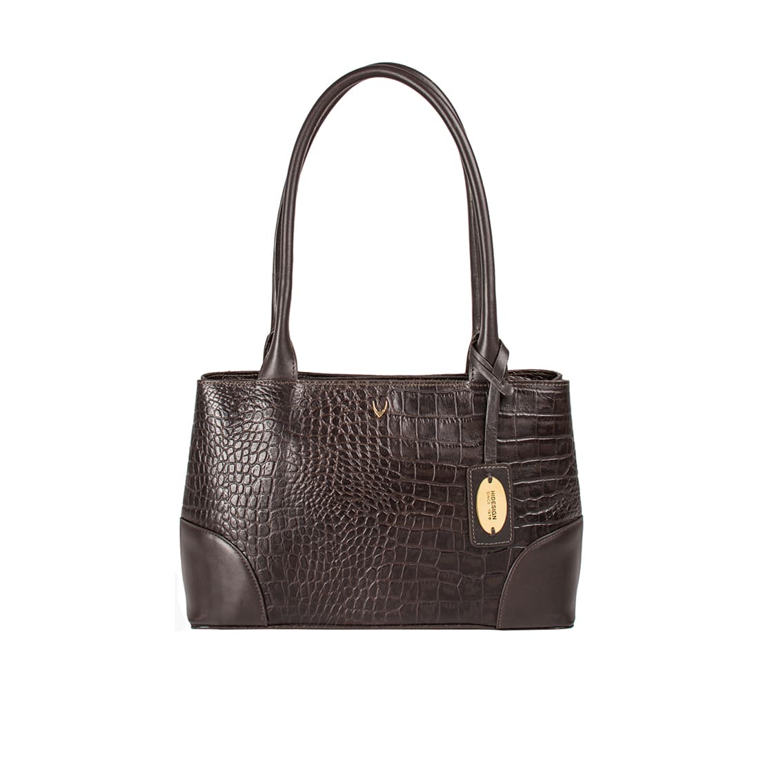 Women's Brown Casual Croc / Snake Texture Leather Tote Bag