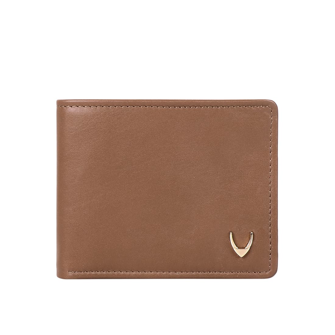 Men's Tan Formal Solid Leather Two Fold Wallet