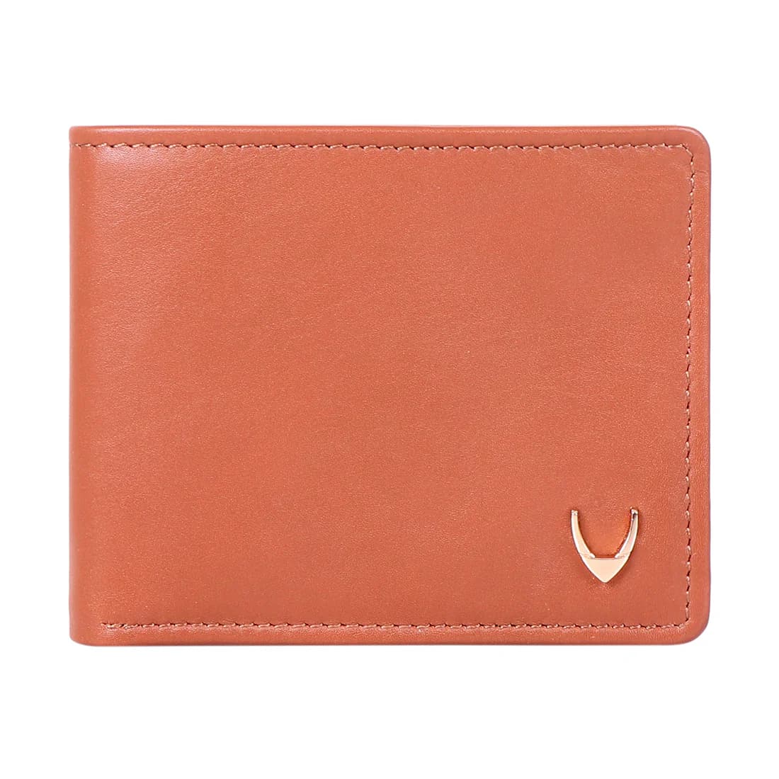 Men's Tan Casual Solid Leather Two Fold Wallet