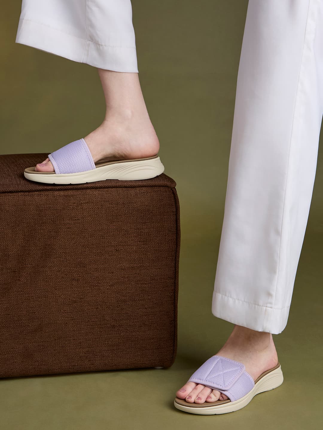 Women's Lilac Casual Synthetic Flat Wedges Sandals