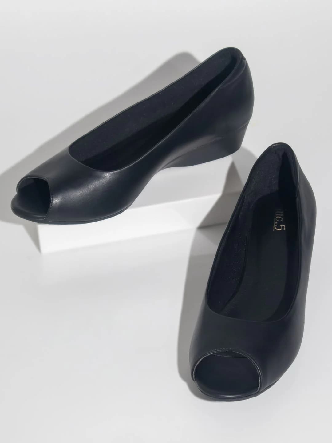 Women's Black Formal Synthetic Wedge Heel Ballet Shoes