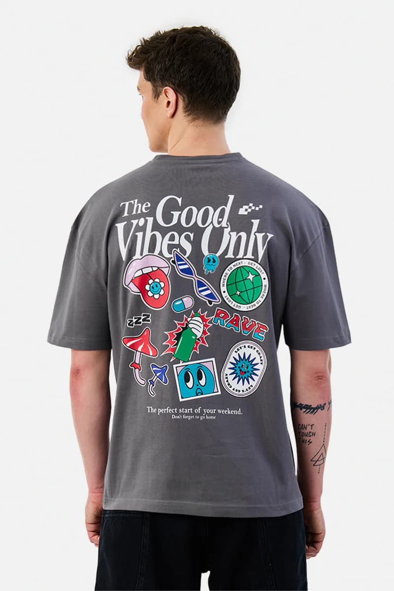 Men's Grey Casual Oversized Fit Half Sleeves Tshirt