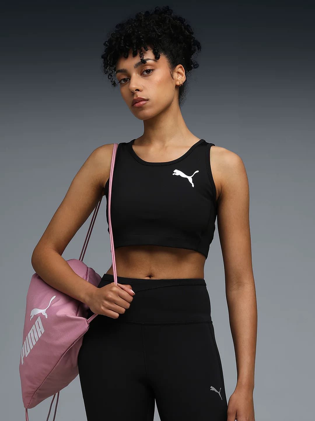 Women's Black Sleeveless Sports Bra