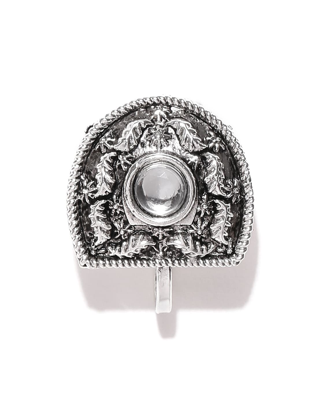 Women's Antique Silver Tone Oxidised Ethnic Clip