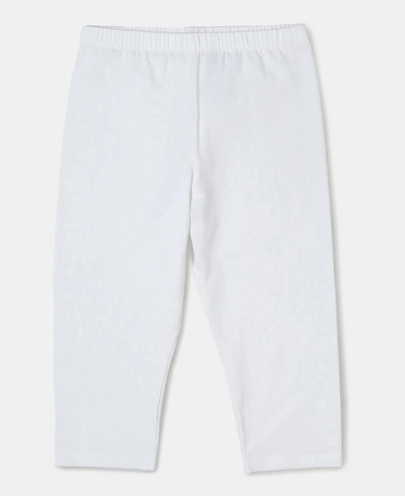 Girls White Super Combed Cotton Elastane Stretch Capri
