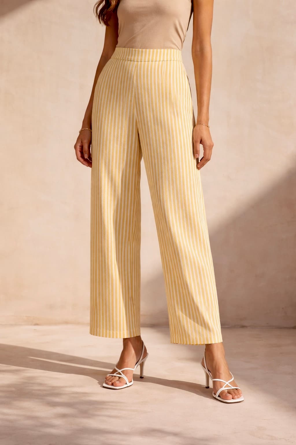 Women's Lemonade Casual Yellow Striped Trouser