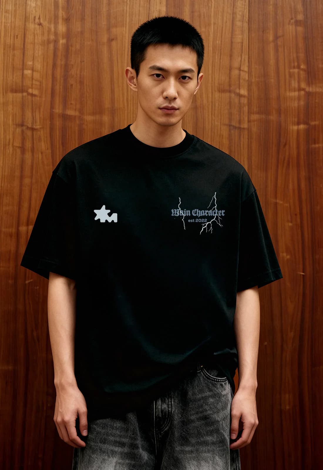 Men's Black Casual Oversized Fit Half Sleeves Tshirt