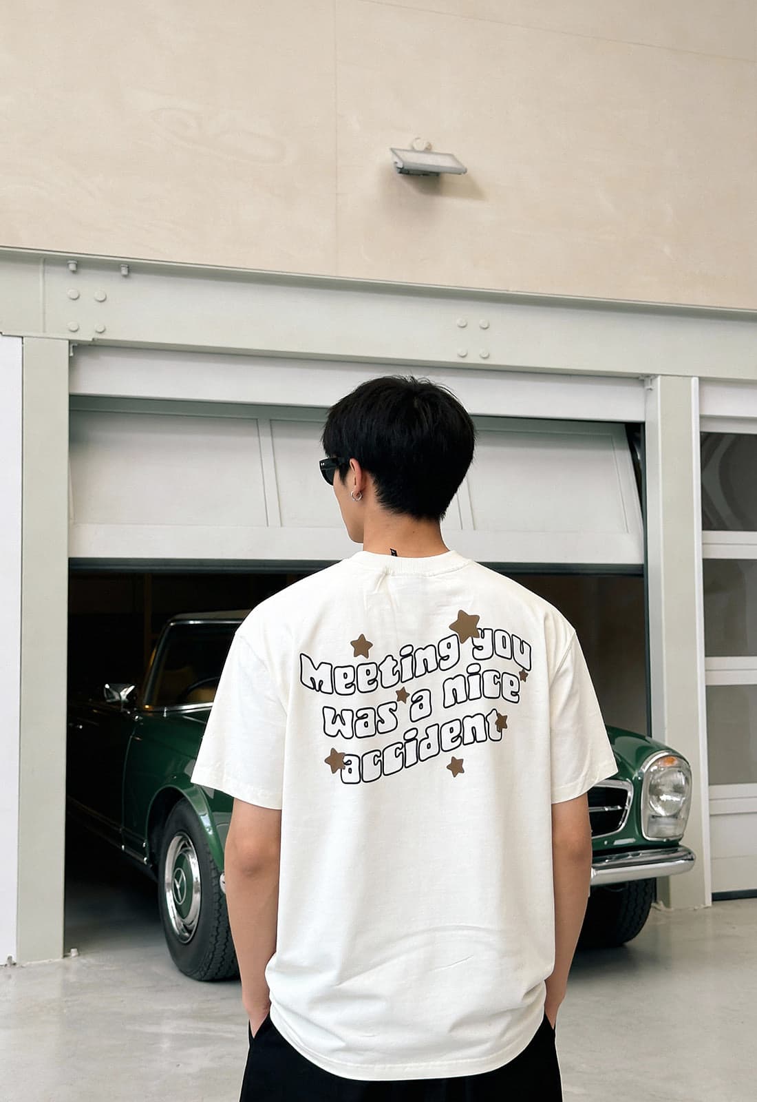Men's Cream Casual Oversized Fit Half Sleeves Tshirt