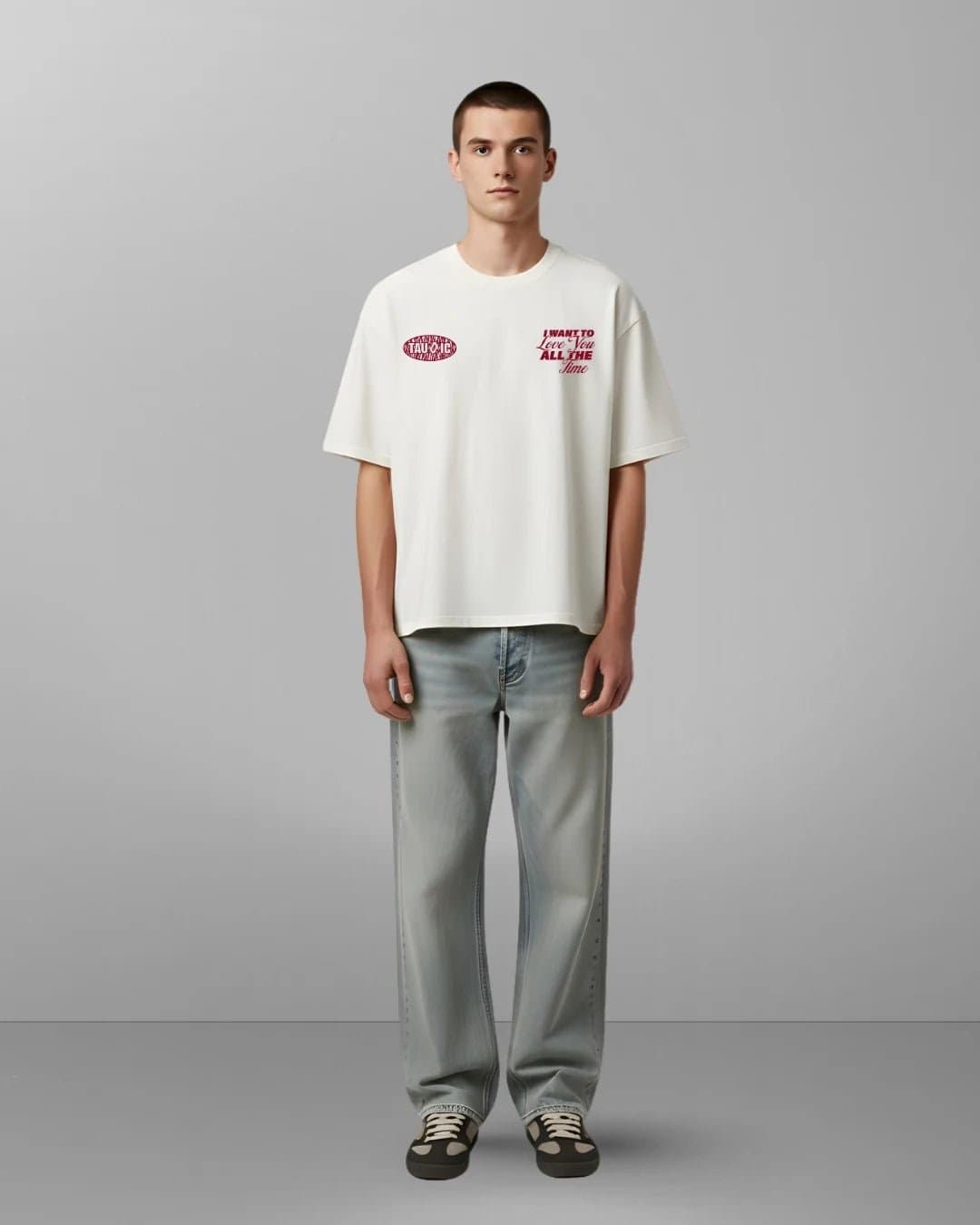 Unisex White Casual Typography Boxy Fit Tshirt