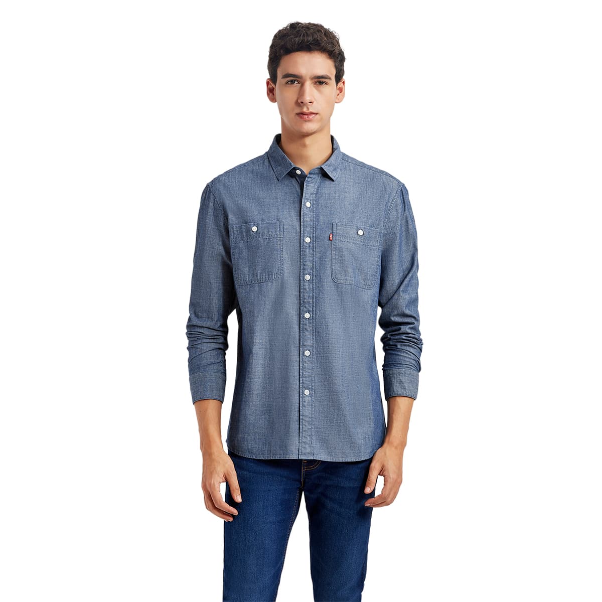 Men's Blue Casual Full Sleeves Slim Fit Shirt