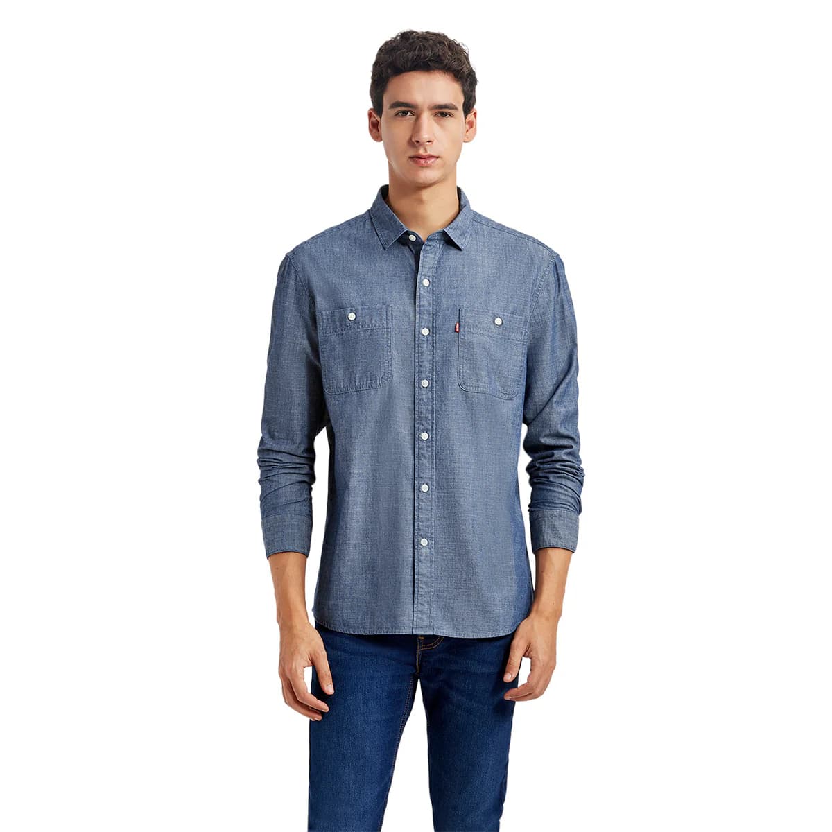 Men's Blue Casual Full Sleeves Slim Fit Cotton Shirt
