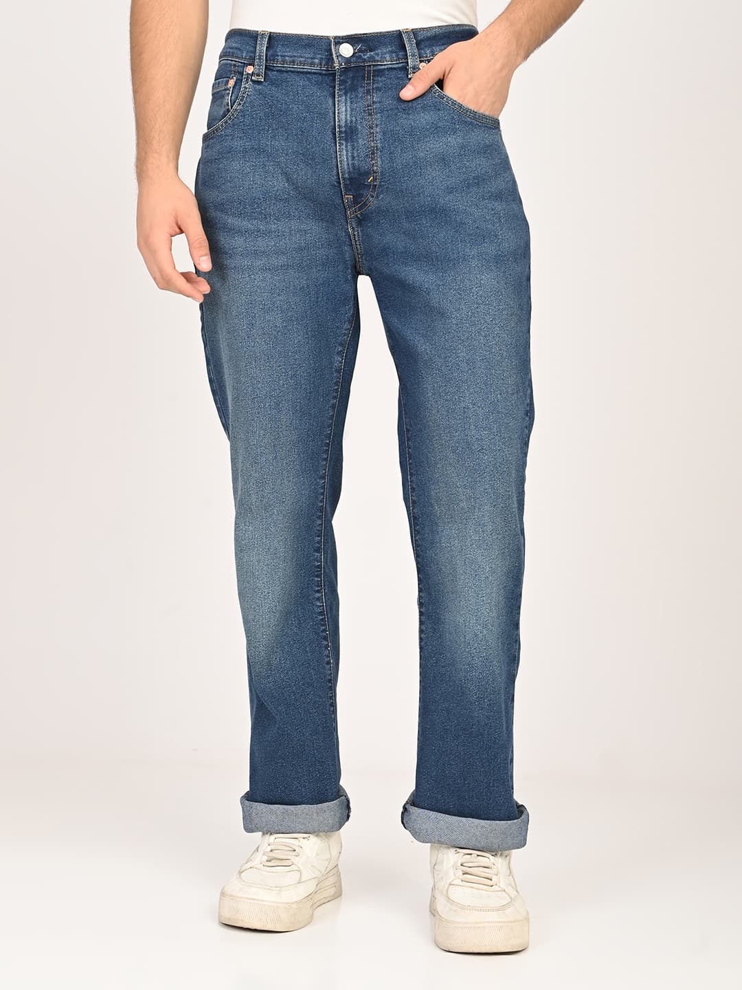 Men's 517 Dark Indigo Blue Bootcut Fit Casual Mid-Rise Jeans