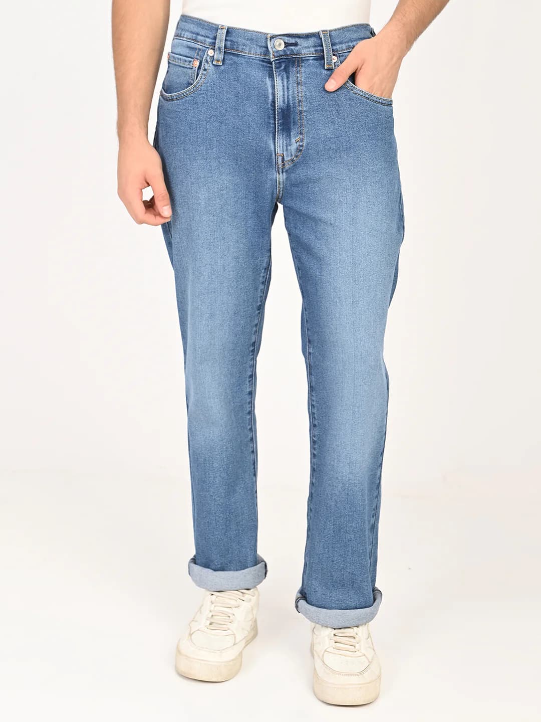 Men's 517 Mid Indigo Blue Bootcut Fit Casual Mid-Rise Jeans