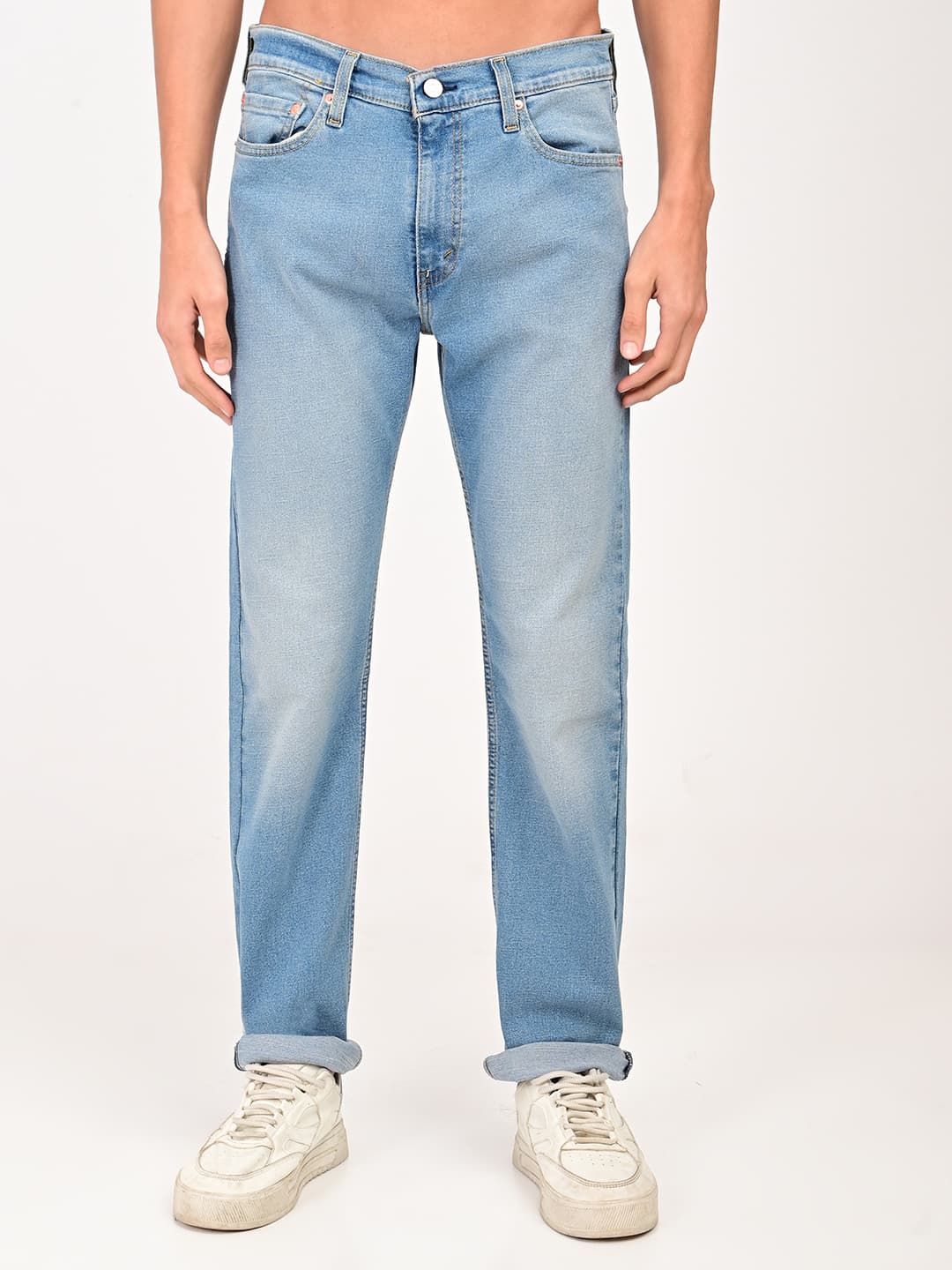 Men's 513 Light Indigo Blue Straight Fit Casual Mid-Rise Jeans