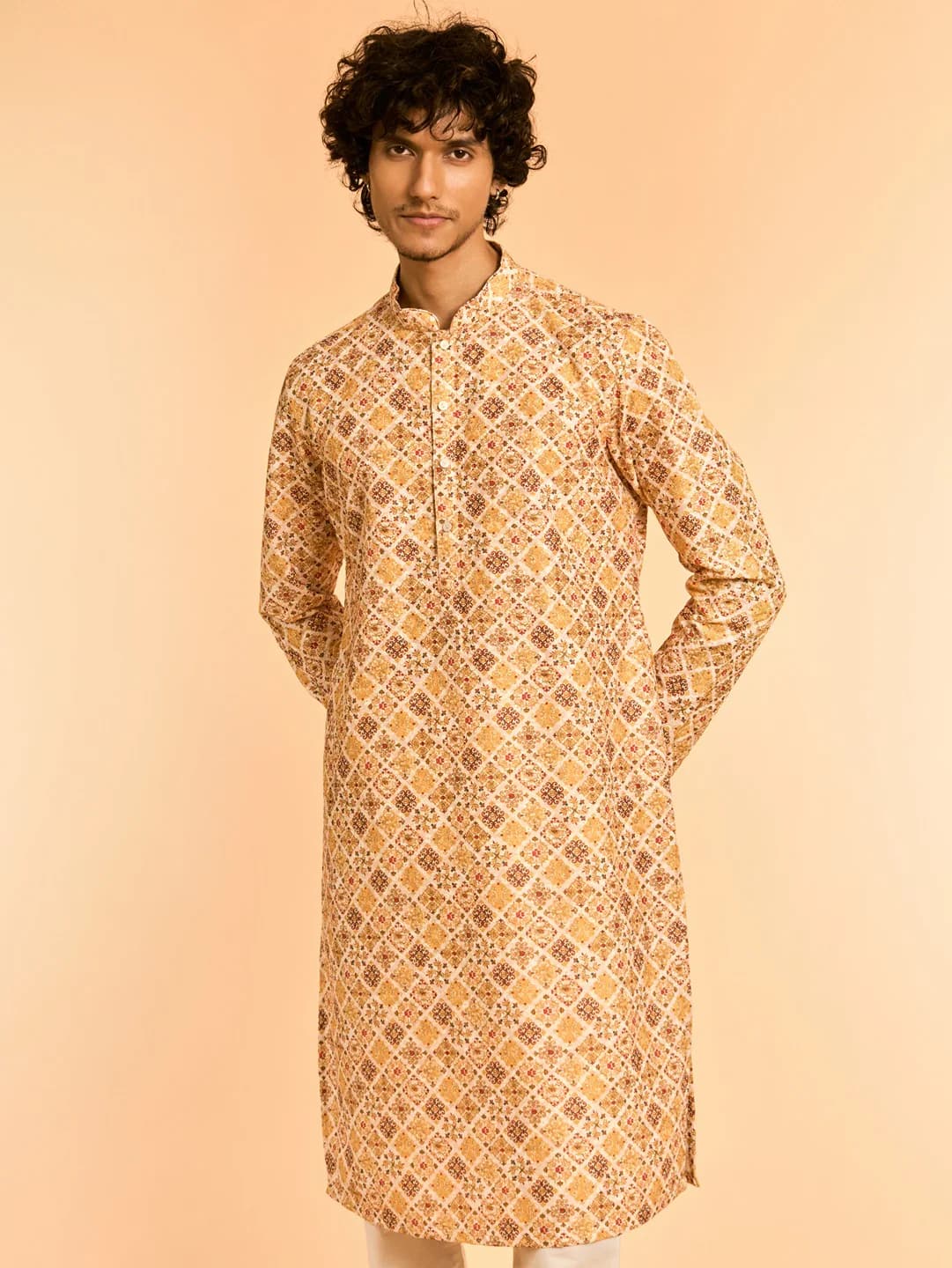 Men's Yellow Diwaas Special Silk Kurta