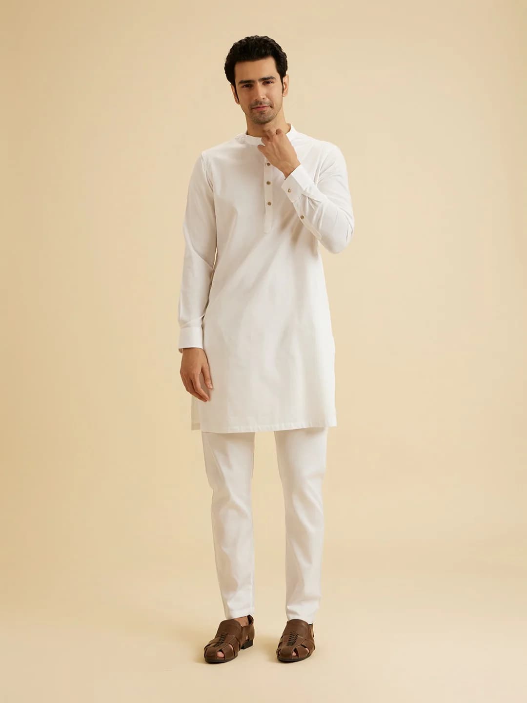 Men's Ethereal White Cotton Kurta Pajama