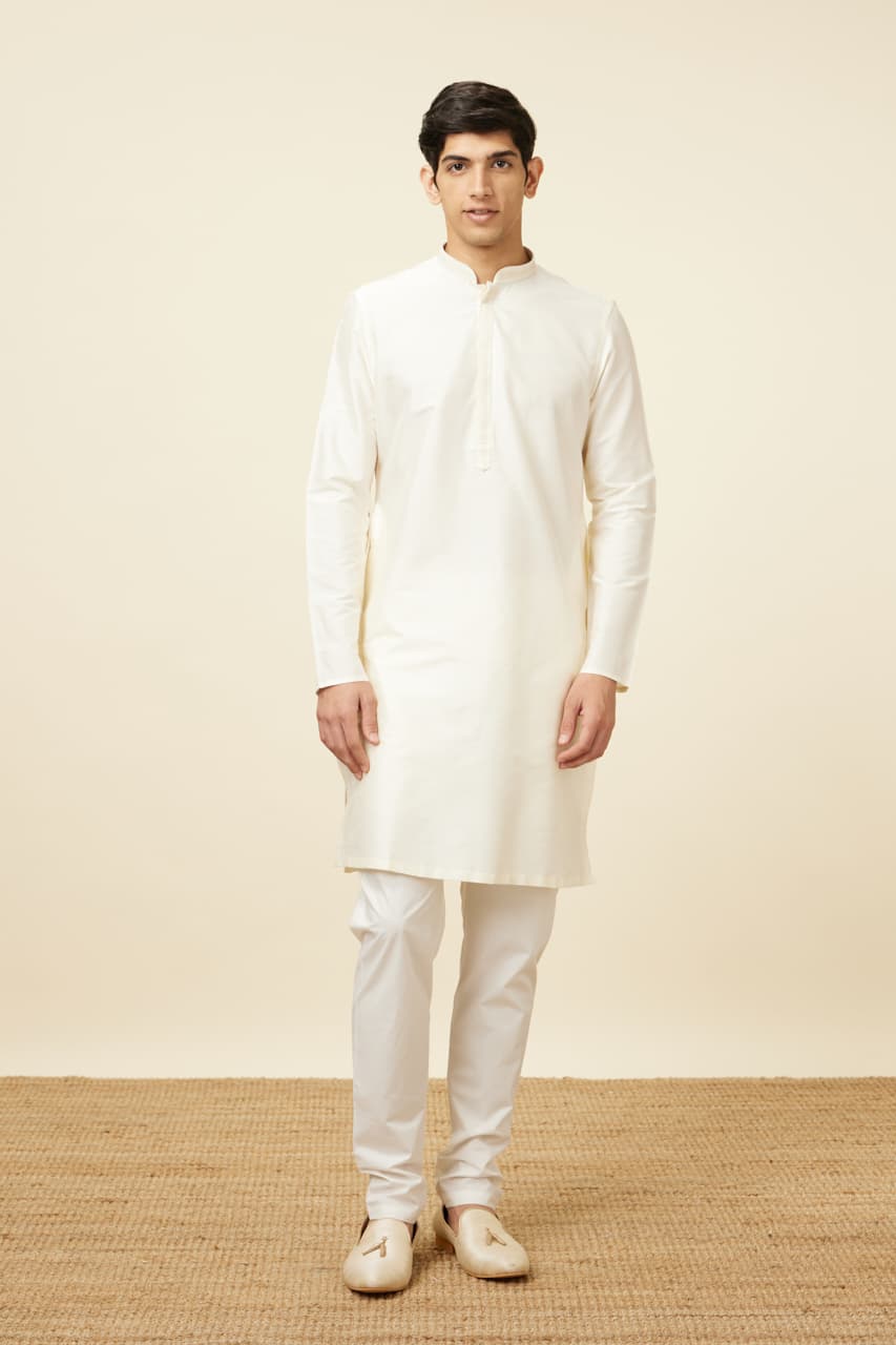 Men's Pristine White Embroidered Bandhgala Kurta Set